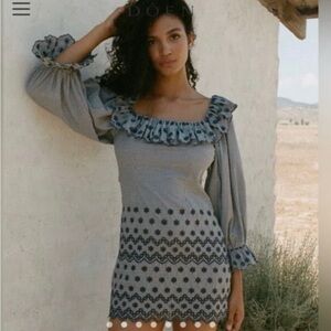 NWOT DÔEN Franique dress azure Paris gingham size s